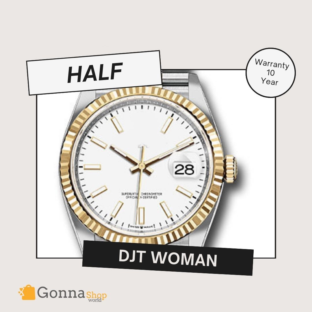 Luxury Watch DJT unisex White Half Gold 18k