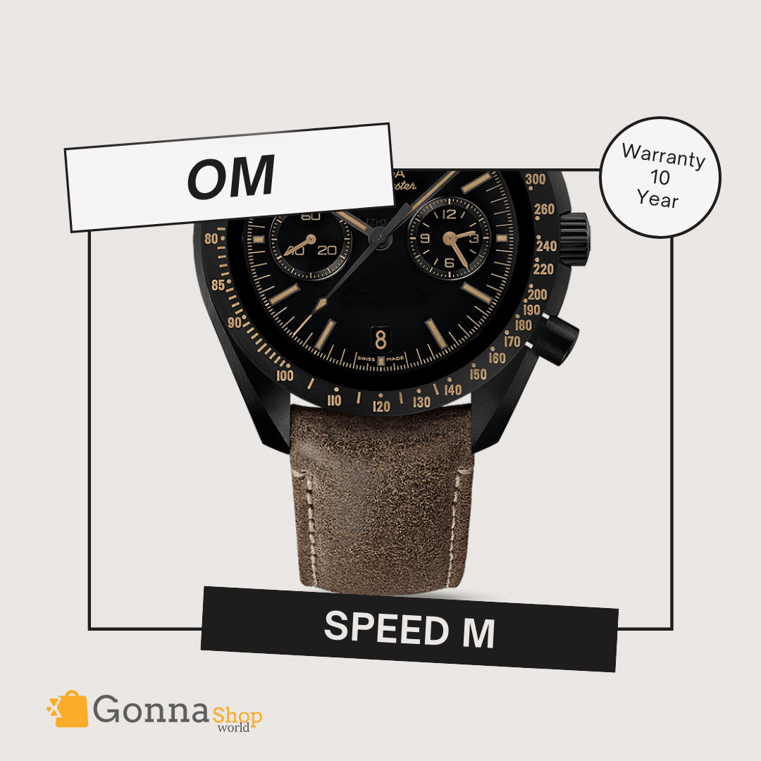 Luxury Watch OM Speed m Black Leather