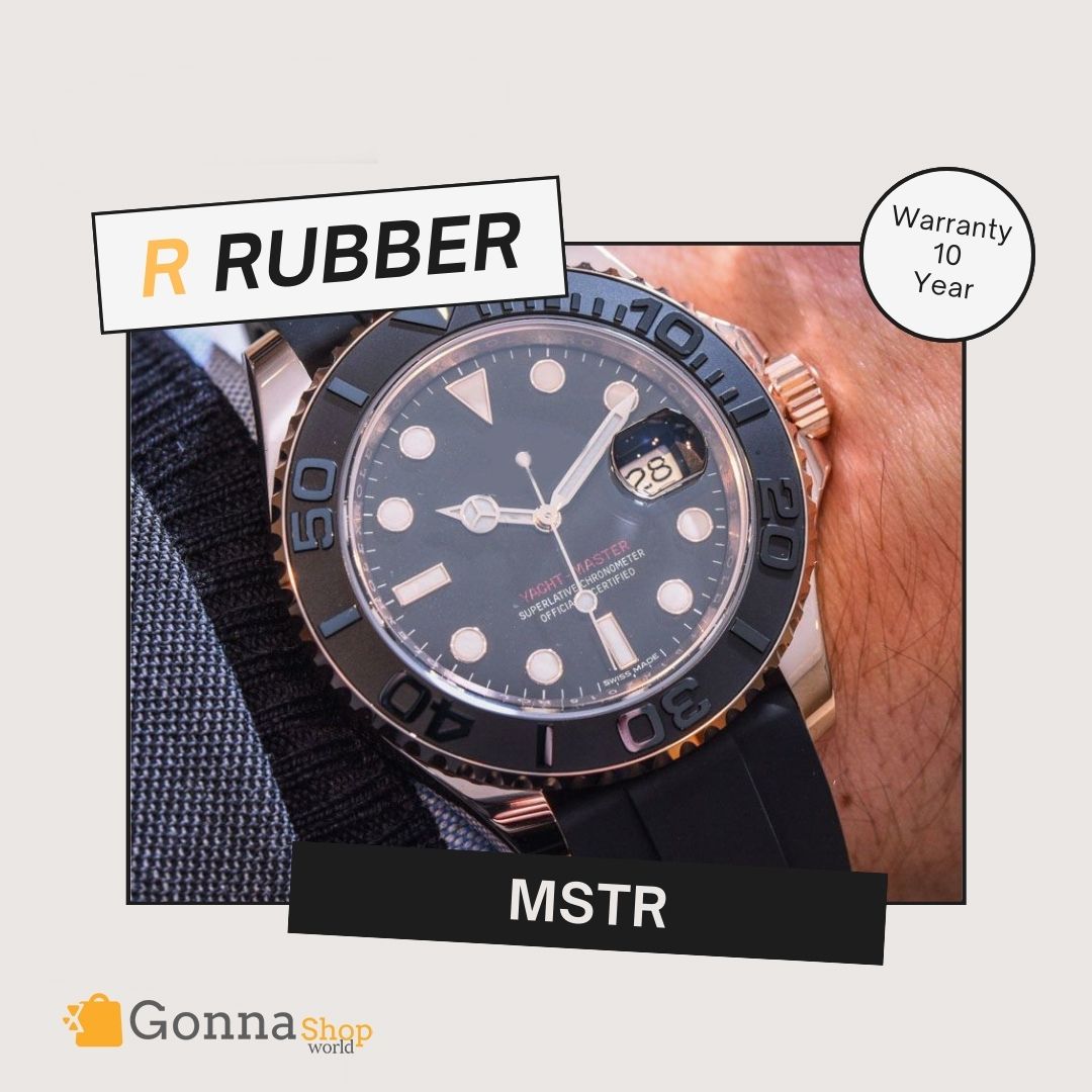 Luxury Watch Mstr Rose Gold 18k Plated Rubber