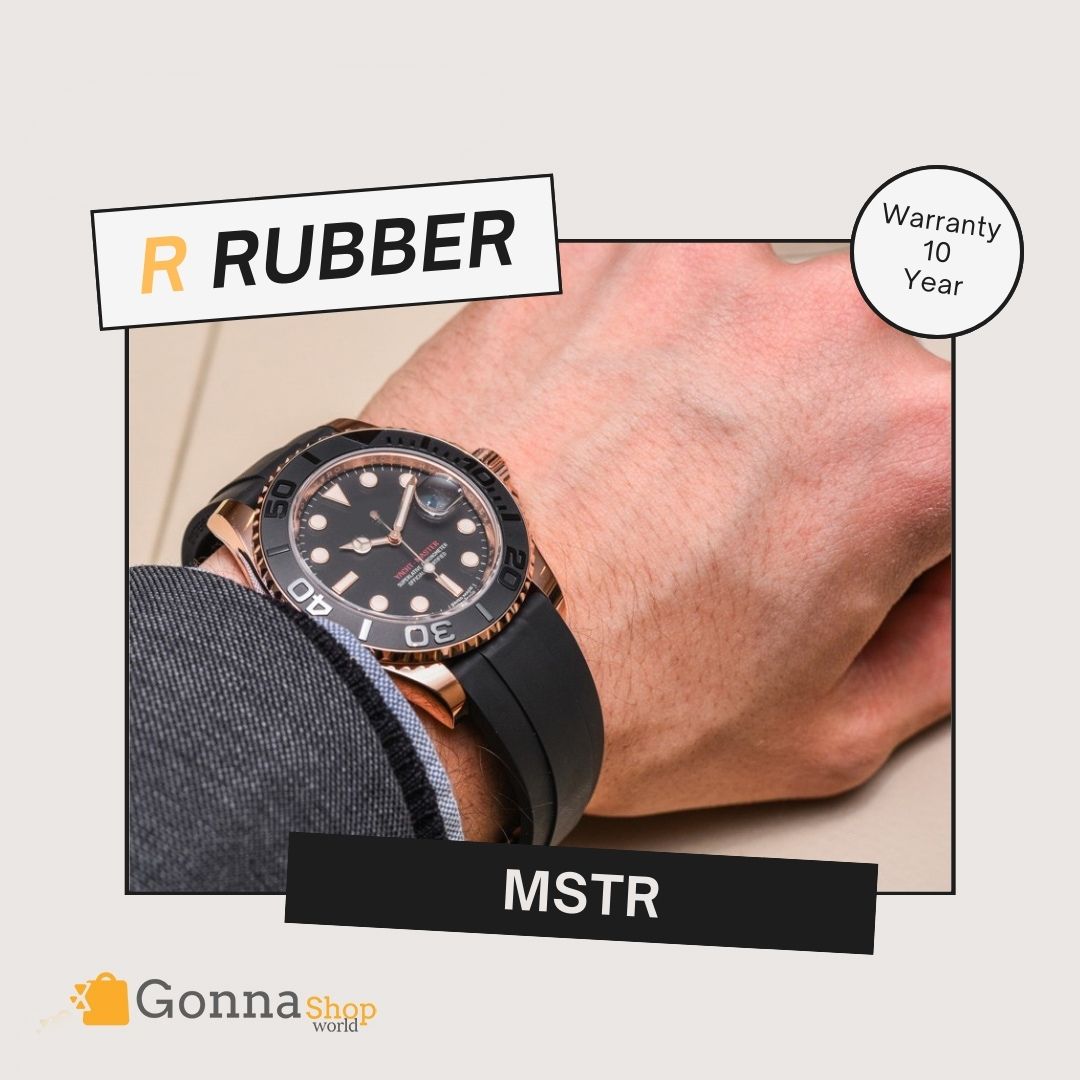 Luxury Watch Mstr Rose Gold 18k Plated Rubber
