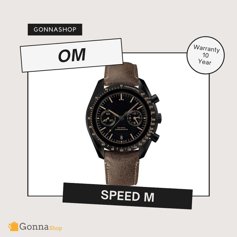 Luxury Watch OM Speed m Black Leather