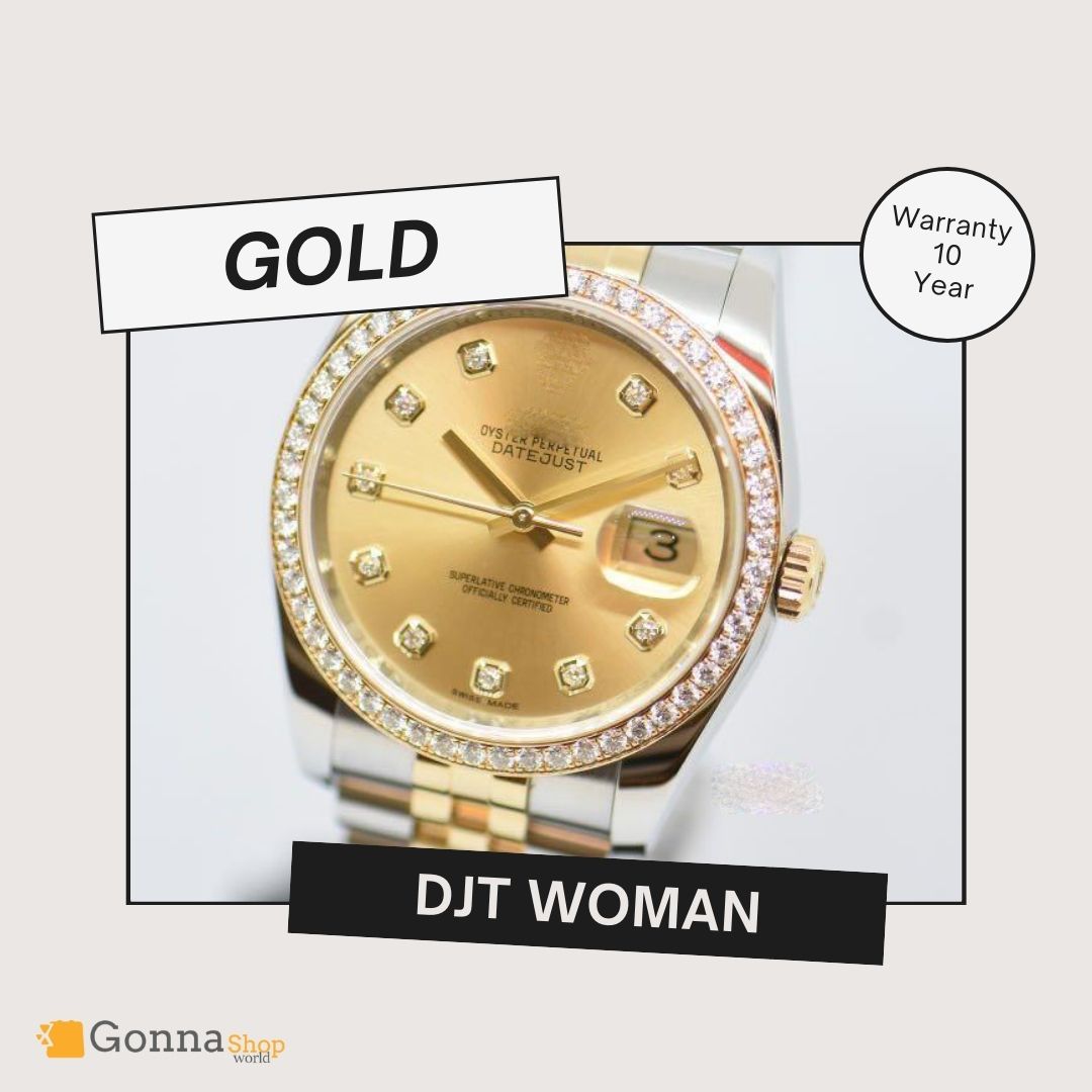 Luxury Watch DJT Half Gold Dimo 36 For Woman 18k Plated