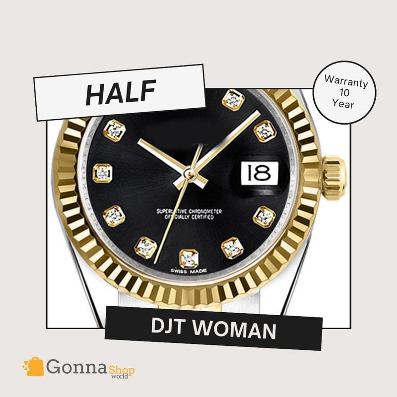 Luxury Watch DJT Woman Black Half Gold 18k